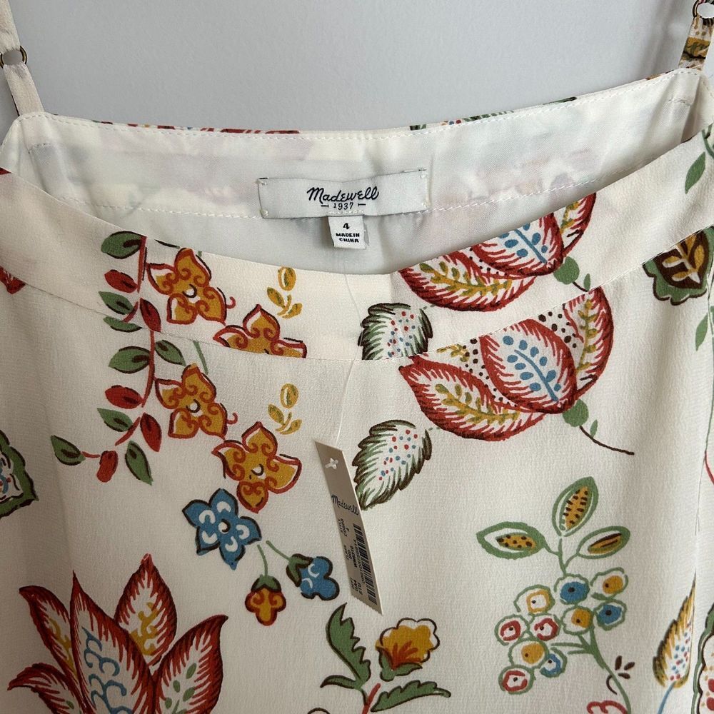 Madewell 100% Silk Overlay Cami Dress Botanical - Picture 9 of 12